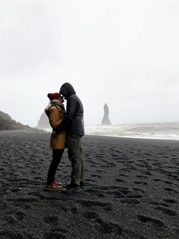 Man proposing to woman in a romantic proposal in Iceland